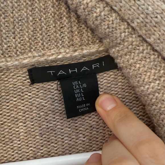 Women’s Cozy Sweater Cardigan; Chunky Knit; Waterfall Sweater; Large; Beige/Tan - Picture 6 of 8